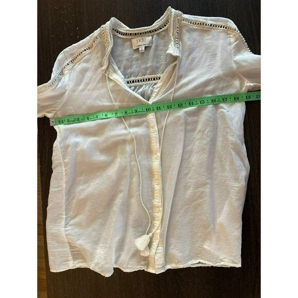 Johnny Was Jade Cotton/Silk Sheer Long Sleeve Button-Down Top Size XS - Picture 6 of 9